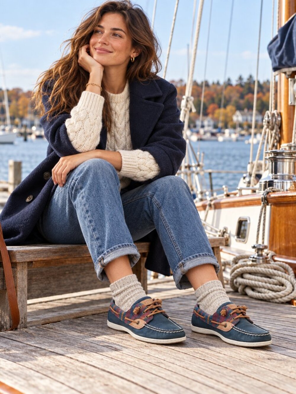 Sperry Top Sider Angelfish Boat Shoes Womens 10 Blue Burgundy Plaid STS84082